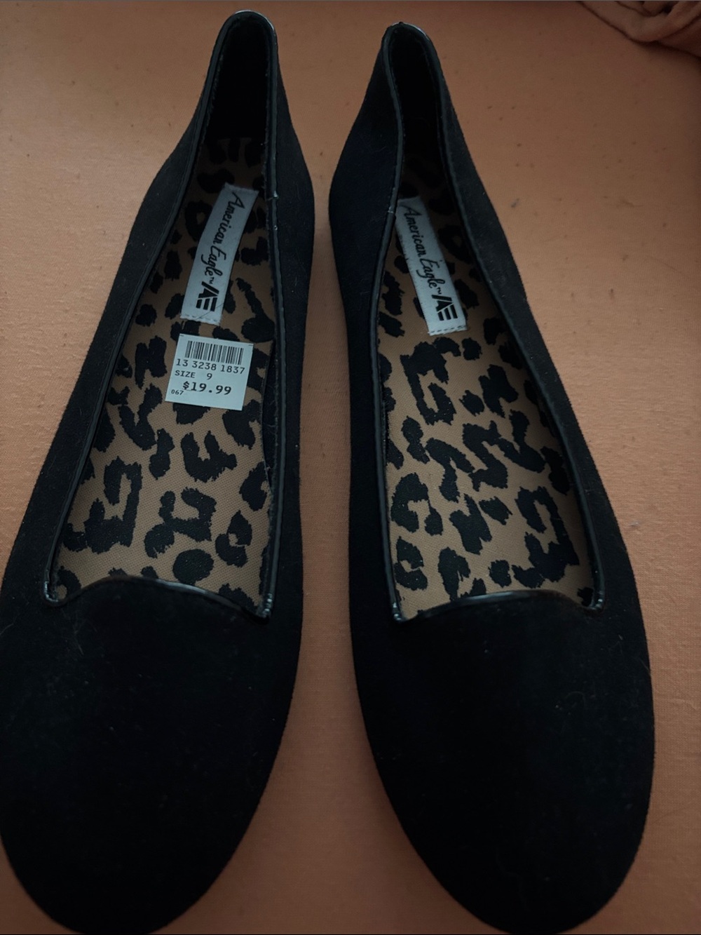 American Eagle Outfitters Black Ballet Flats with Leopard Insole